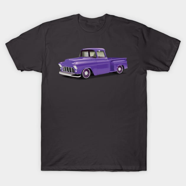 1955 Chevrolet Pickup Classic Truck Purple T-Shirt by TheStuffInBetween